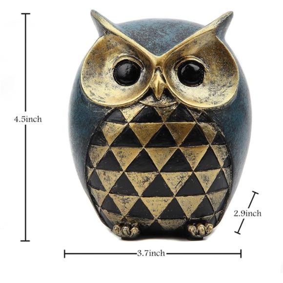 Owl Statue Home Decor,Owl Figurines for Bookshelf Bedroom Living Room Office - Picture 3 of 7